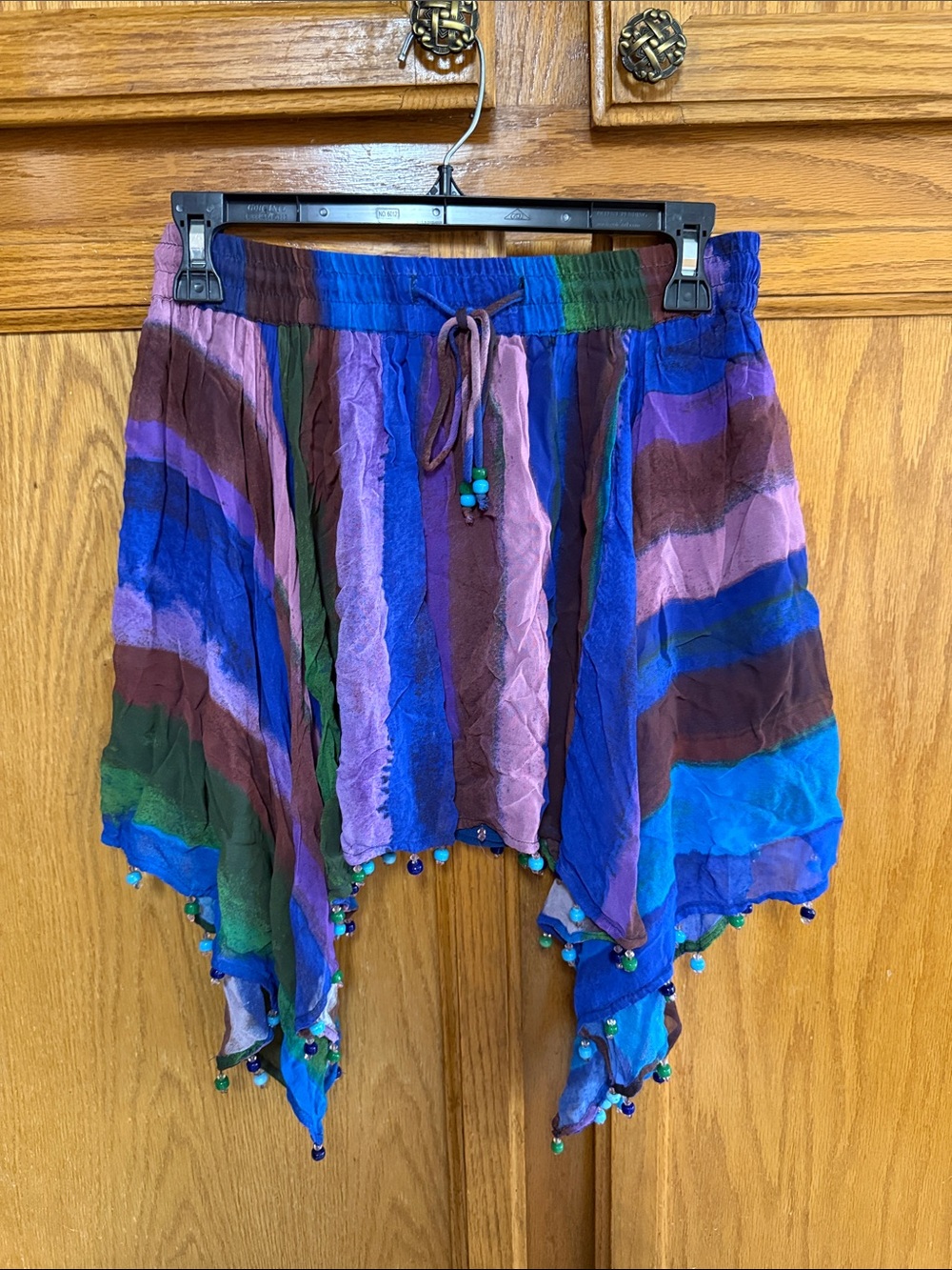 Zara Striped Handkerchief Hem Skirt - Blue, Purple & Green